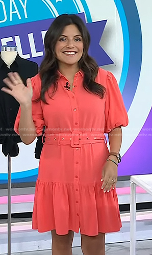 Adrianna's pink belted shirtdress on Today