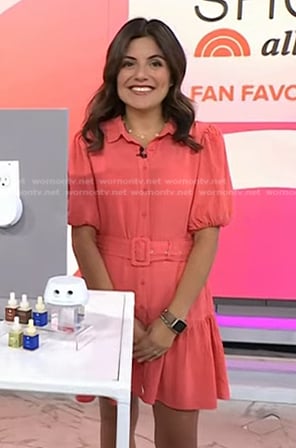 Adrianna’s pink belted shirtdress on Today