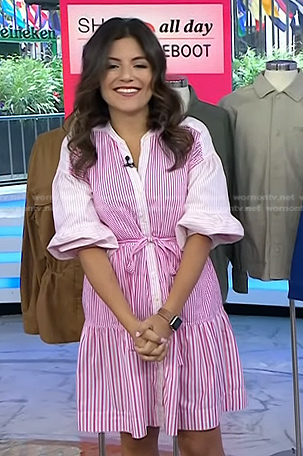 Adrianna's pink striped shirtdress on Today