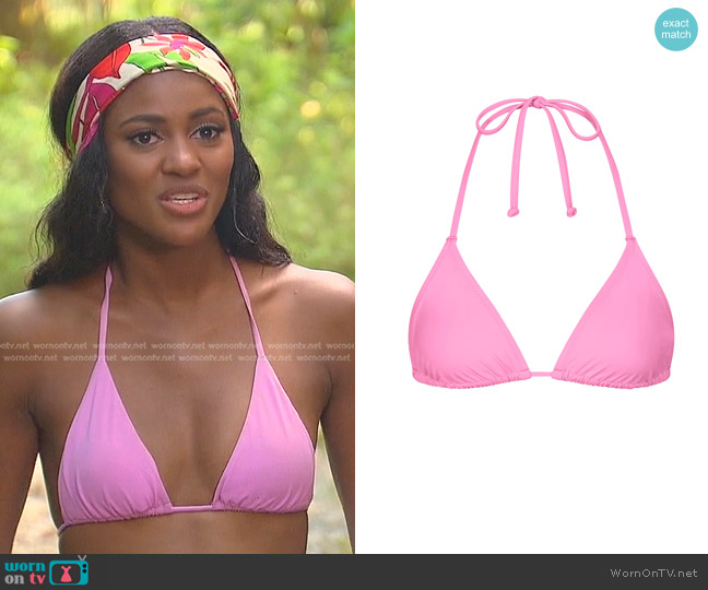 Skims Triangle Top in Light Pink worn by Charity Lawson on The Bachelorette