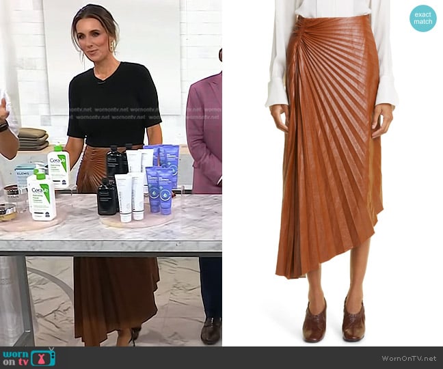 A.L.C. Tracy Asymmetric Pleat Faux Leather Skirt worn by Sarah Eggenberger on Today