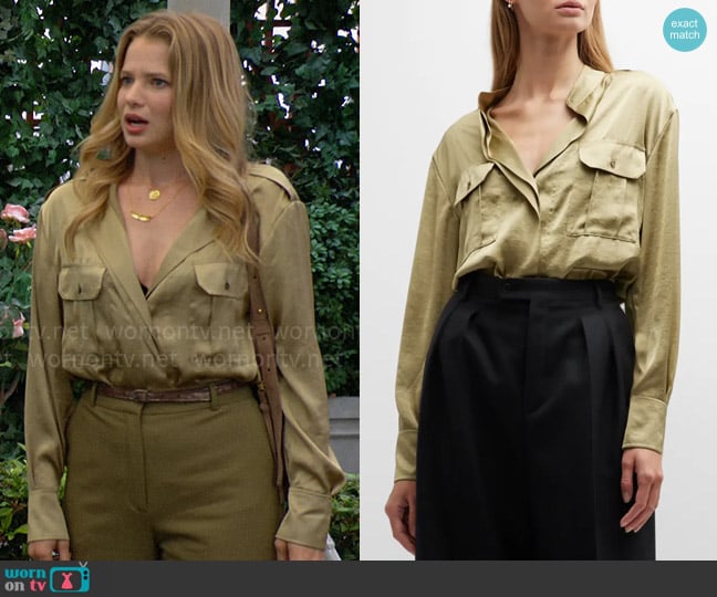 A.L.C. Oakley Top in Elmwood worn by Summer Newman (Allison Lanier) on The Young and the Restless