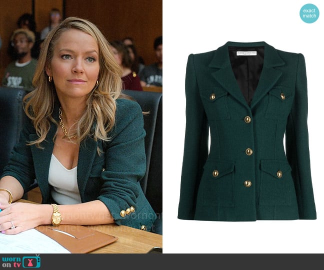 Alessandra Rich Tweed boucle single-breasted jacket worn by Lorna Crane (Becki Newton) on The Lincoln Lawyer