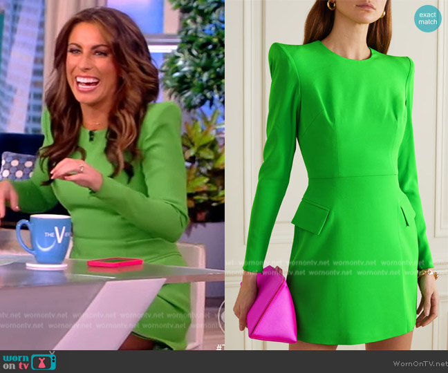 WornOnTV: Alyssa’s green padded shoulder mini dress on The View ...