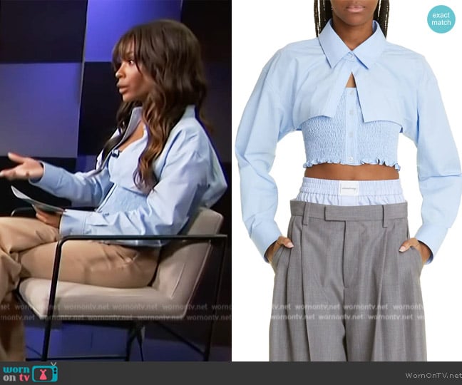 Alexander Wang Woven Cotton Twinset worn by Zuri Hall on Access Hollywood