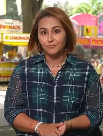 Ali's green plaid button down shirt on NBC News