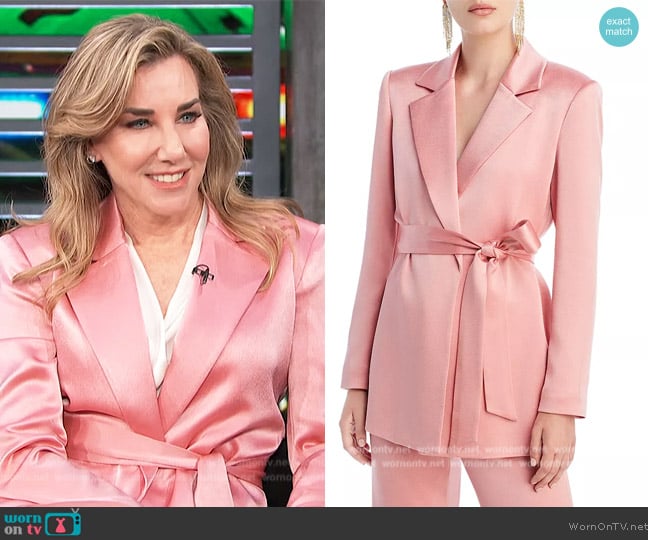 Alice + Olivia Satin Self-Tie Blazer worn by Laura Gassner Otting on Access Hollywood