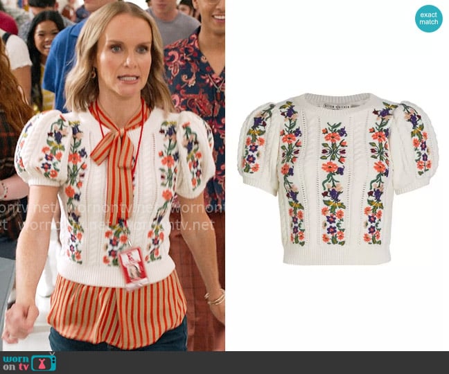 Alice + Olivia Daren Sweater worn by Miss Jenn (Kate Reinders) on High School Musical The Musical The Series