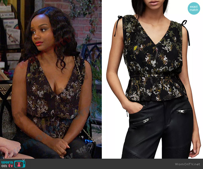 WornOnTV: Chanel’s black floral peplum top on Days of our Lives | Raven ...