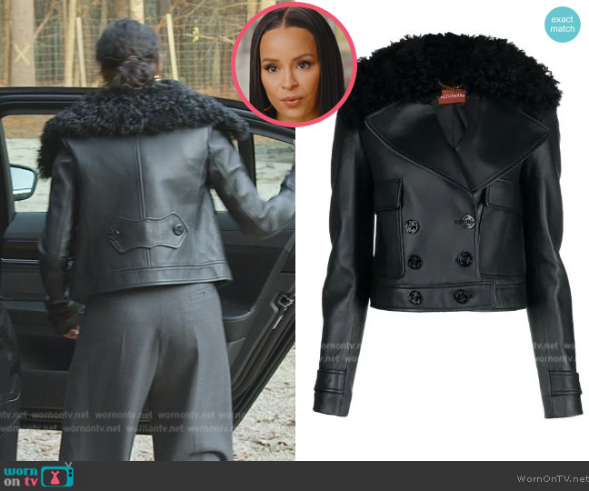 Altuzarra Shearling-trim biker jacket worn by Sai De Silva on The Real Housewives of New York City