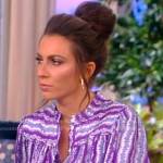 Alyssa’s purple stripe blouse on The View