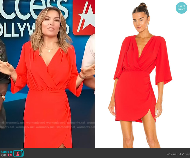 WornOnTV: Kit’s red mini wrap dress on Access Hollywood | Kit Hoover ...