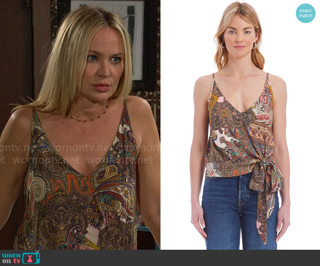 Amanda Uprichard Yara Top worn by Sharon Newman (Sharon Case) on The Young and the Restless