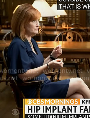 Anna Werner's navy v-neck dress on CBS Mornings