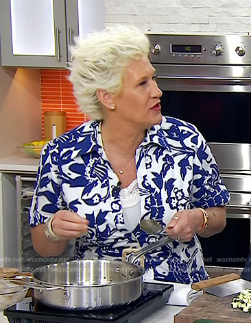 Anne Burrell’s blue floral print dress on Today