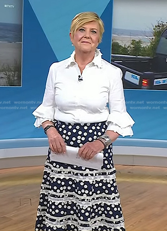 Anne's white bell sleeve blouse and polka dot skirt on Today