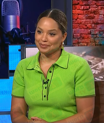 Antonia Hylton's green ribbed polo top on NBC News Daily