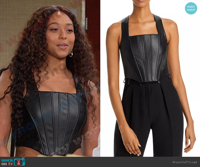 WornOnTV: Talia's black corset top and print jeans on Days of our Lives, Aketra Sevellian