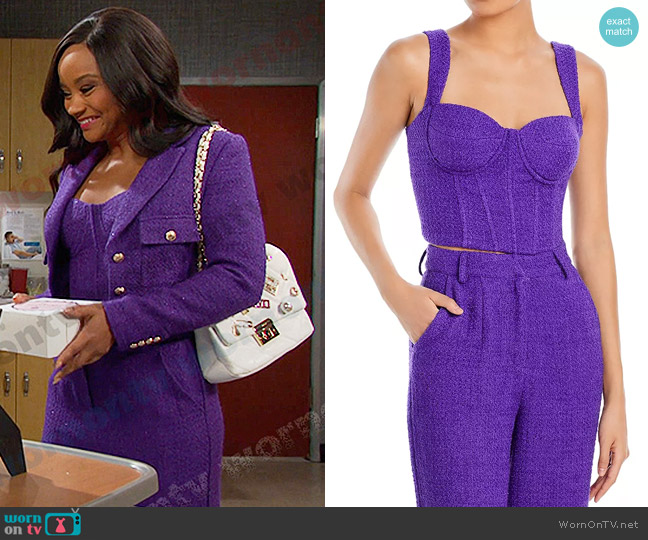 WornOnTV: Chanel’s purple cropped blazer and pants on Days of our Lives ...