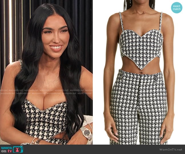 Area Crystal Trim Wool Blend Heart Crop Top worn by Bre Tiesi on E! News