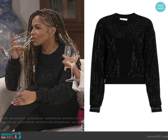 Area Crystal-embellished long-sleeved sweatshirt worn by Sheree Whitefield on The Real Housewives of Atlanta