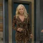 Ashley’s animal print wrap front jumpsuit on The Young and the Restless