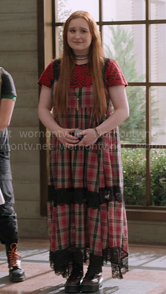 Ashlyn's red plaid maxi dress on High School Musical The Musical The Series