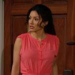 Audra’s coral pink ruched dress on The Young and the Restless