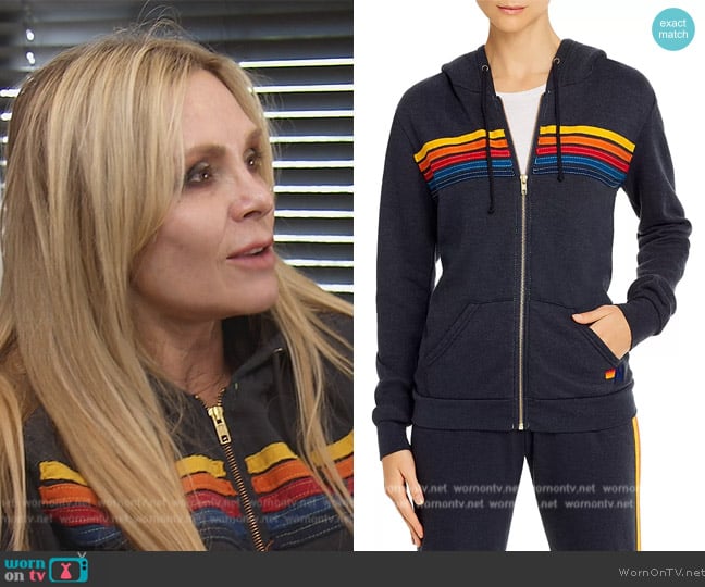 Aviator Nation 5-Stripe Zip Hoodie worn by Tamra Judge on The Real Housewives of Orange County