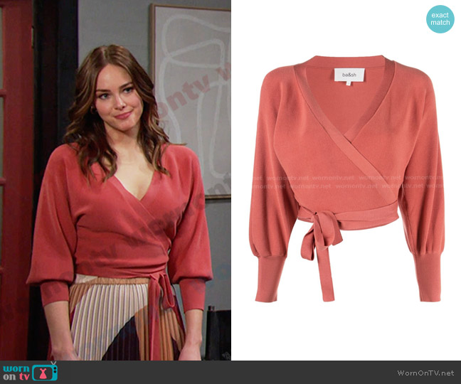 Ba&Sh Sende Faux Wrap Sweater worn by Stephanie Johnson (Abigail Klein) on Days of our Lives