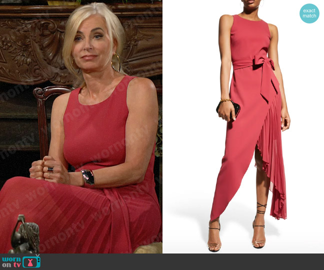 Badgley Mischka Collection Sleeveless Asymmetric Side-Pleat Dress worn by Ashley Abbott (Eileen Davidson) on The Young and the Restless