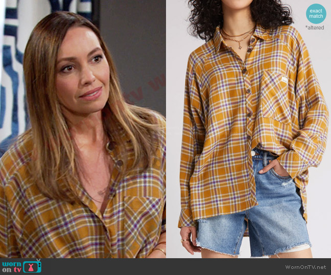 BDG  Brendon High-Low Flannel Button-Up Shirt worn by Gwen Rizczech (Emily O'Brien) on Days of our Lives