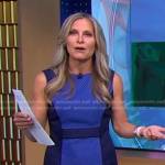 Becky Worley’s blue colorblock sheath dress on Good Morning America