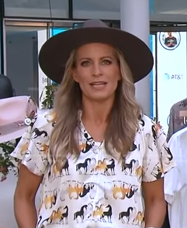 Becky Worley’s white horse print top and western boots on Good Morning America