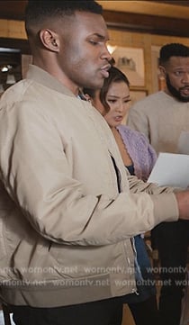 Ty's beige bomber jacket on Only Murders in the Building