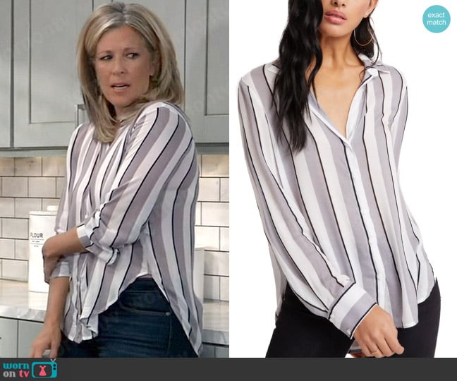 Bella Dahl Vertical Stripe Flowy Shirt worn by Carly Spencer (Laura Wright) on General Hospital