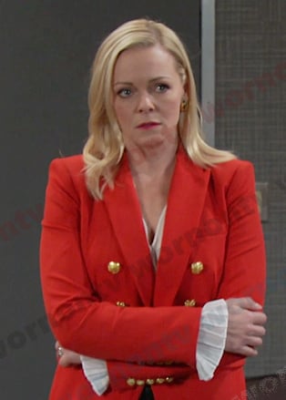 Belle’s red double breasted blazer on Days of our Lives