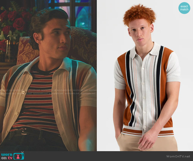 Ben Sherman Iconic Vertical Stripe Button Through Polo worn by Reggie Mantle (Charles Melton) on Riverdale