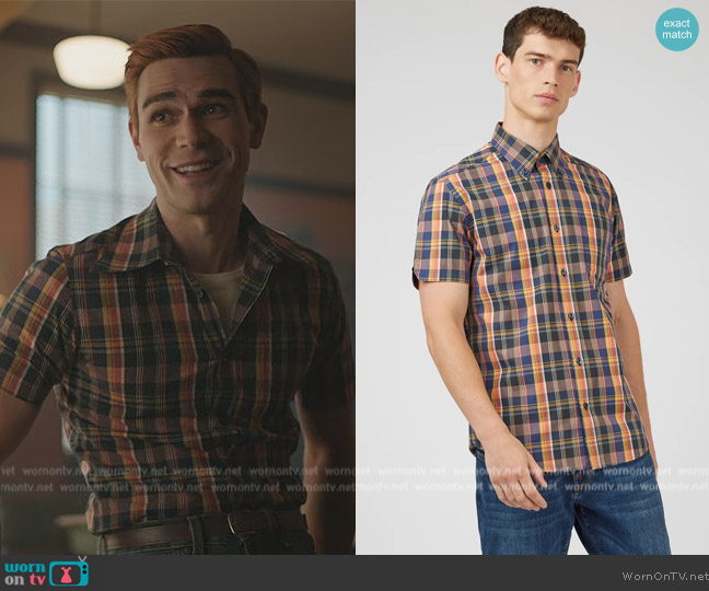 Ben Sherman Linear Check Short Sleeve Shirt worn by Archie Andrews (K.J. Apa) on Riverdale