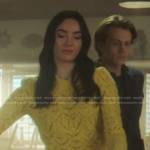 Bess’s yellow crochet sweater on Nancy Drew