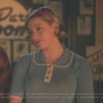 Betty’s blue contrast trim polo top on Riverdale