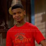 Bill’s red cowboy print tee on Bunkd