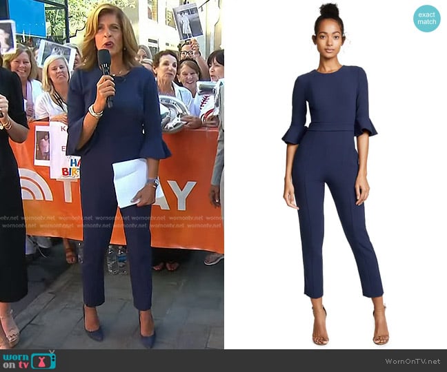 Black Halo Brooklyn Jumpsuit in Pacific Blue worn by Hoda Kotb on Today