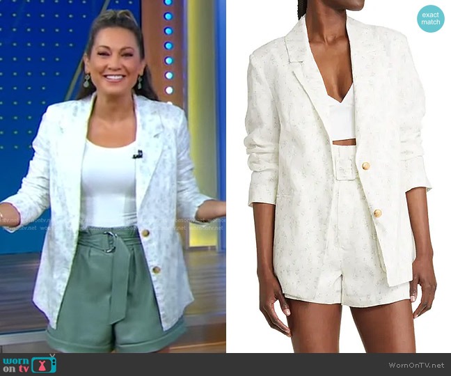 Blank NYC Floral Print Linen Blazer worn by Ginger Zee on Good Morning America