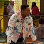 Booker’s white printed denim jacket on Ravens Home