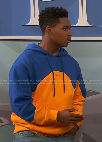 Booker's blue and orange colorblock hoodie on Ravens Home