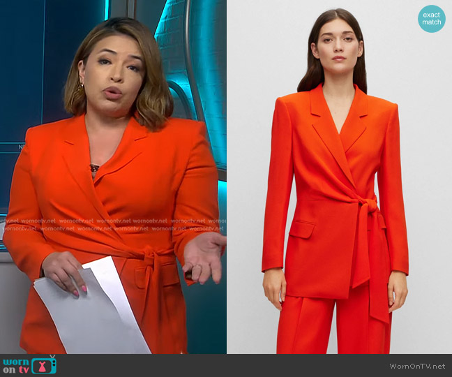 Boss Long-Length Jacket with Belted Waist worn by Gilma Avalos on NBC News Daily