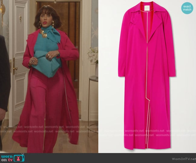 Bouguessa Laura woven trench coat worn by Lisa Todd Wexley (Nicole Ari Parker) on And Just Like That