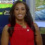 Brittany Bell’s red folded sleeveless dress on Good Morning America