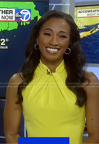 Brittany’s yellow twist neck dress on Good Morning America